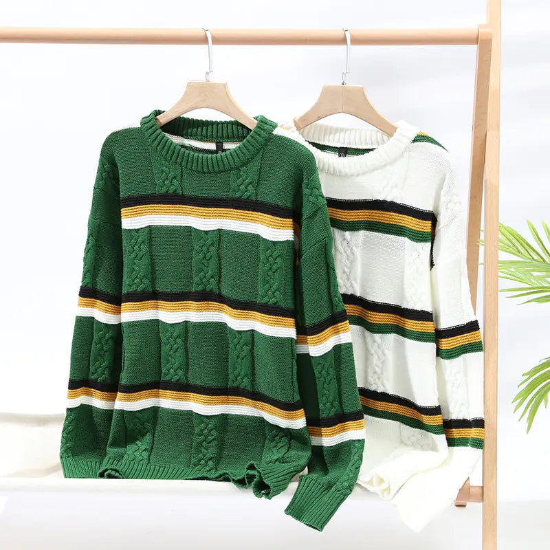 High Elastic Knitted Stripe Sweater