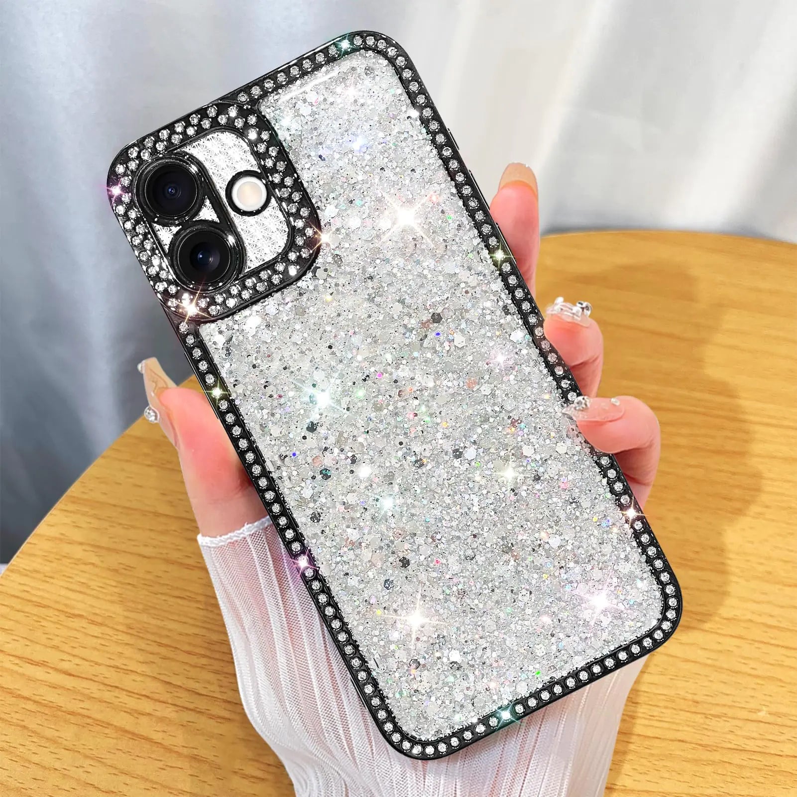 ZIYE Designed for iPhone 15 Pro Max Case Glitter Dimond Bling Cover with Camera Protector