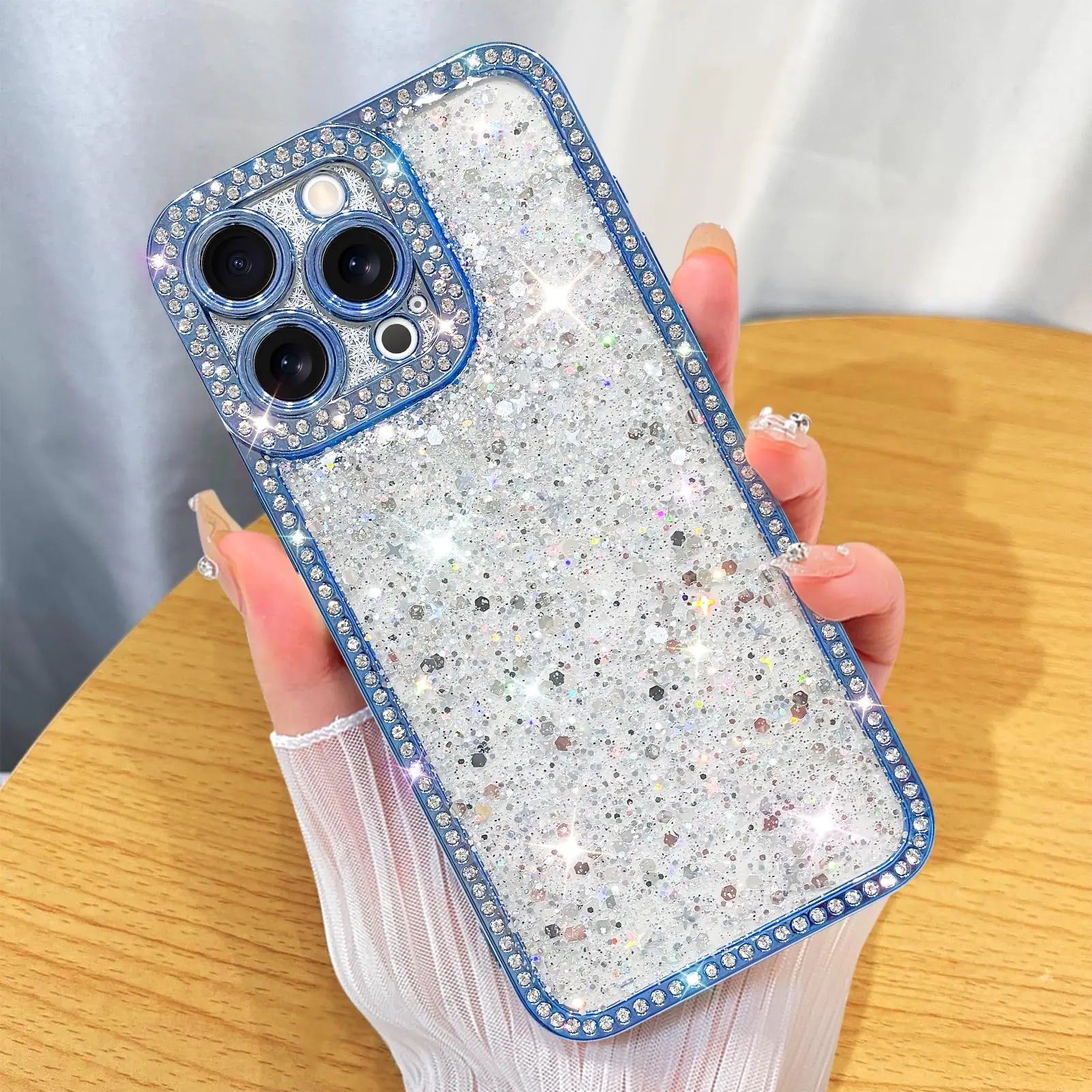 ZIYE Designed for iPhone 15 Pro Max Case Glitter Dimond Bling Cover with Camera Protector