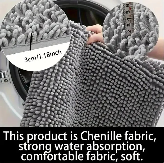 Pet Chenille Bathroom Door Absorbent Floor Mat Non Slip