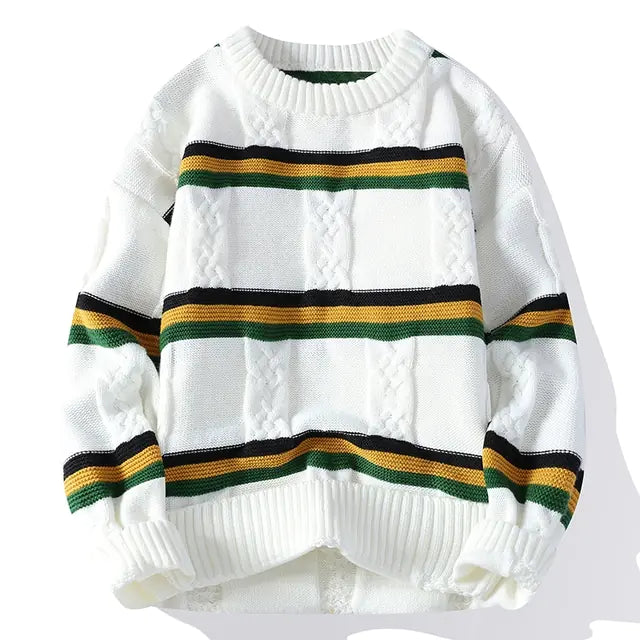 High Elastic Knitted Stripe Sweater