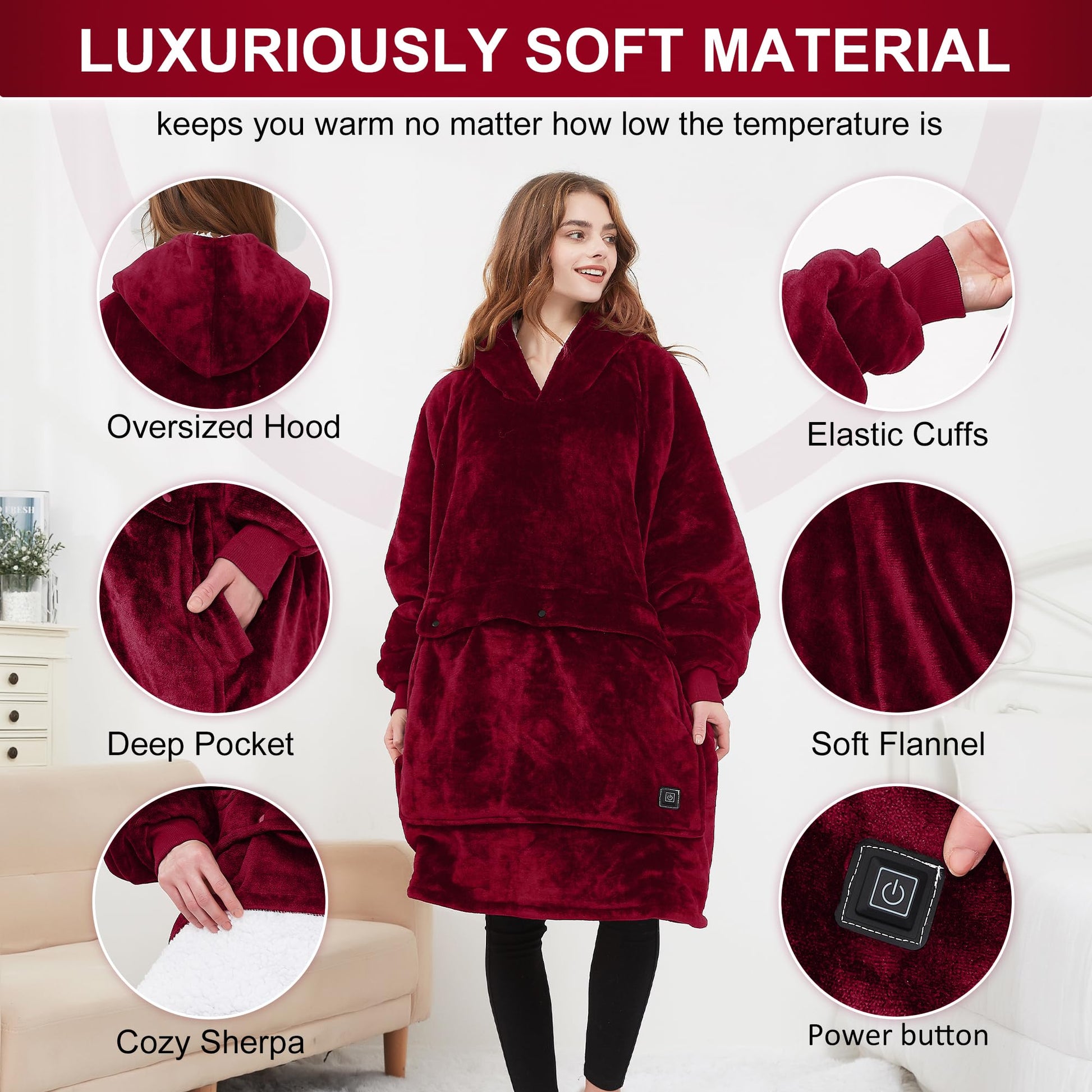 Heated Wearable Blanket Lazy Hoodie
