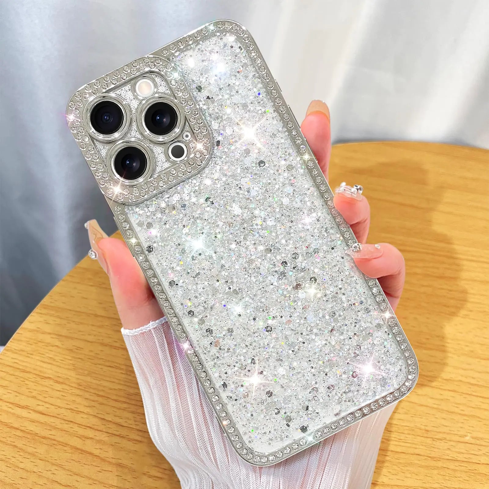 ZIYE Designed for iPhone 15 Pro Max Case Glitter Dimond Bling Cover with Camera Protector