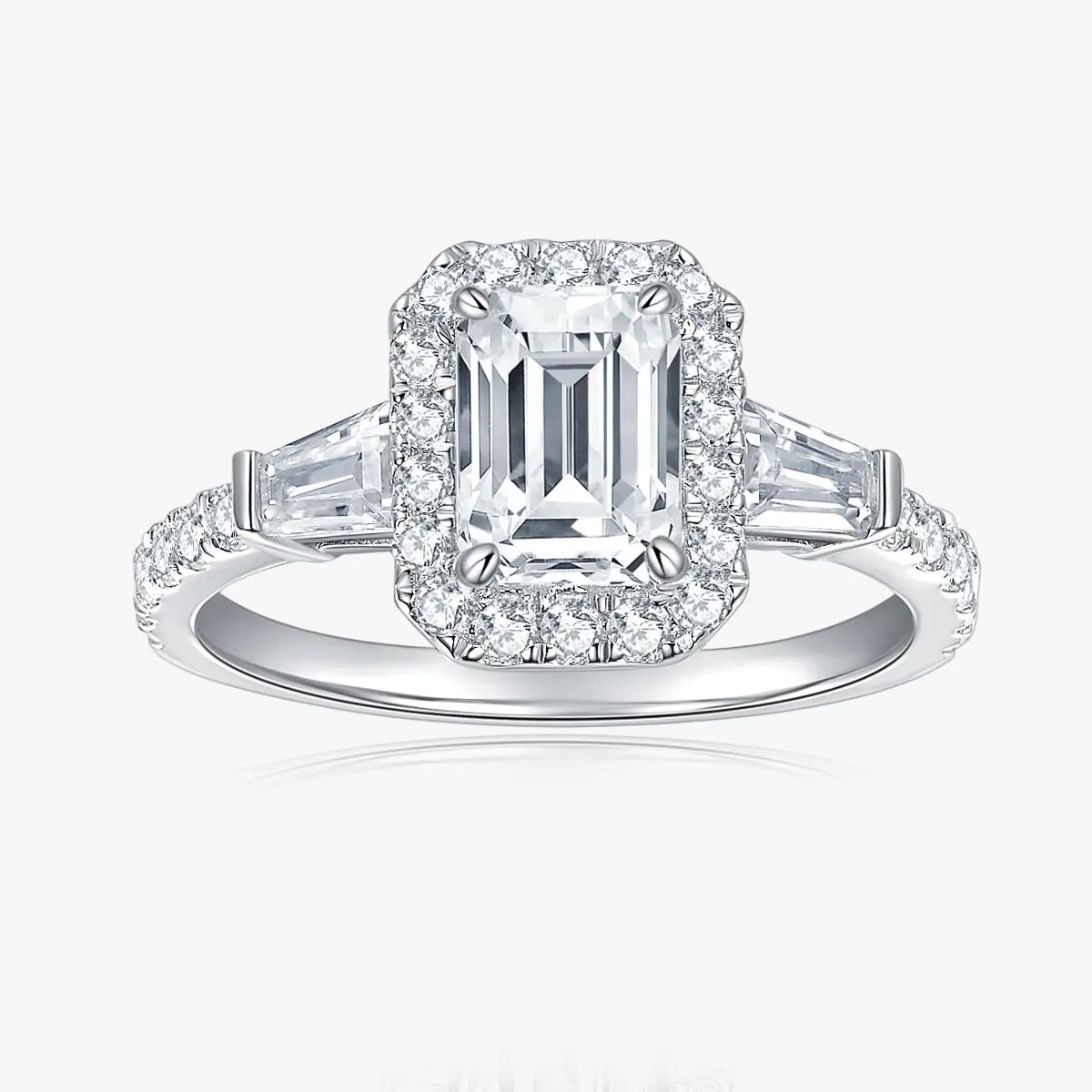 Emerald Cut Moissanite Ring in 925 Sterling Silver