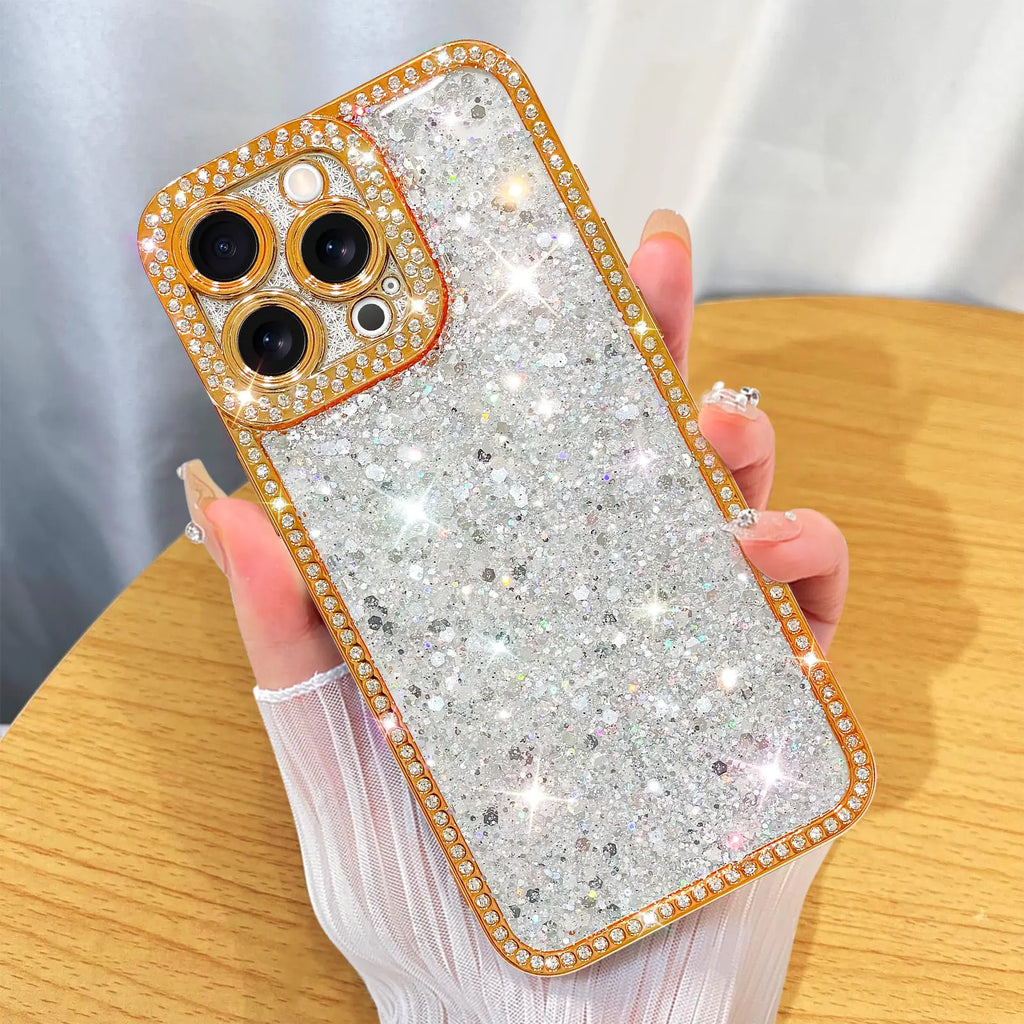 ZIYE Designed for iPhone 15 Pro Max Case Glitter Dimond Bling Cover with Camera Protector