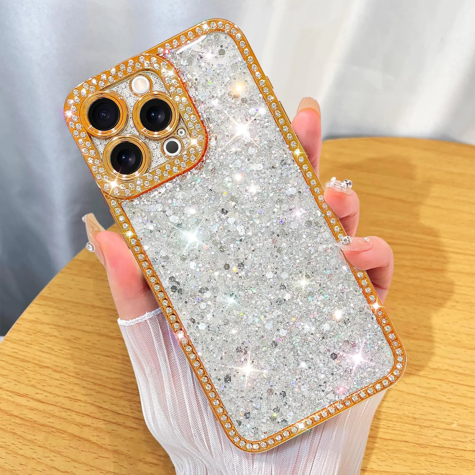 ZIYE Designed for iPhone 15 Pro Max Case Glitter Dimond Bling Cover with Camera Protector