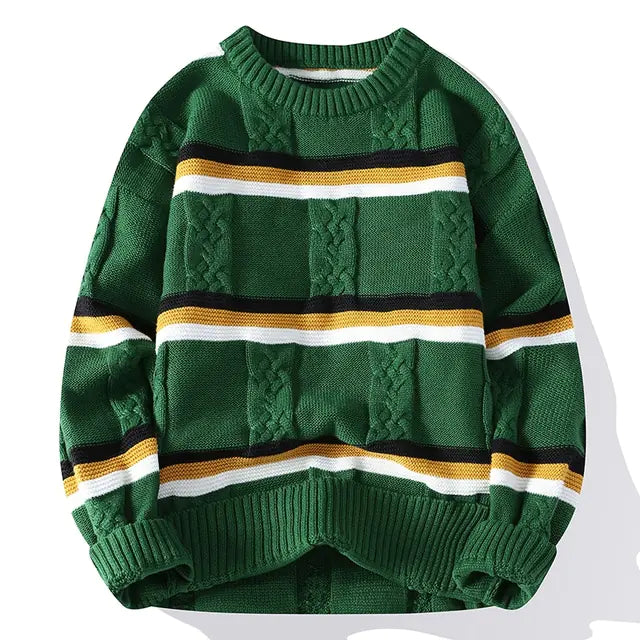 High Elastic Knitted Stripe Sweater