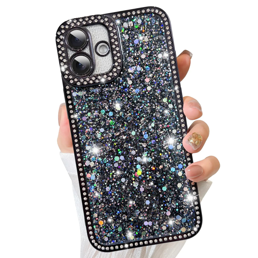 ZIYE Designed for iPhone 15 Pro Max Case Glitter Dimond Bling Cover with Camera Protector