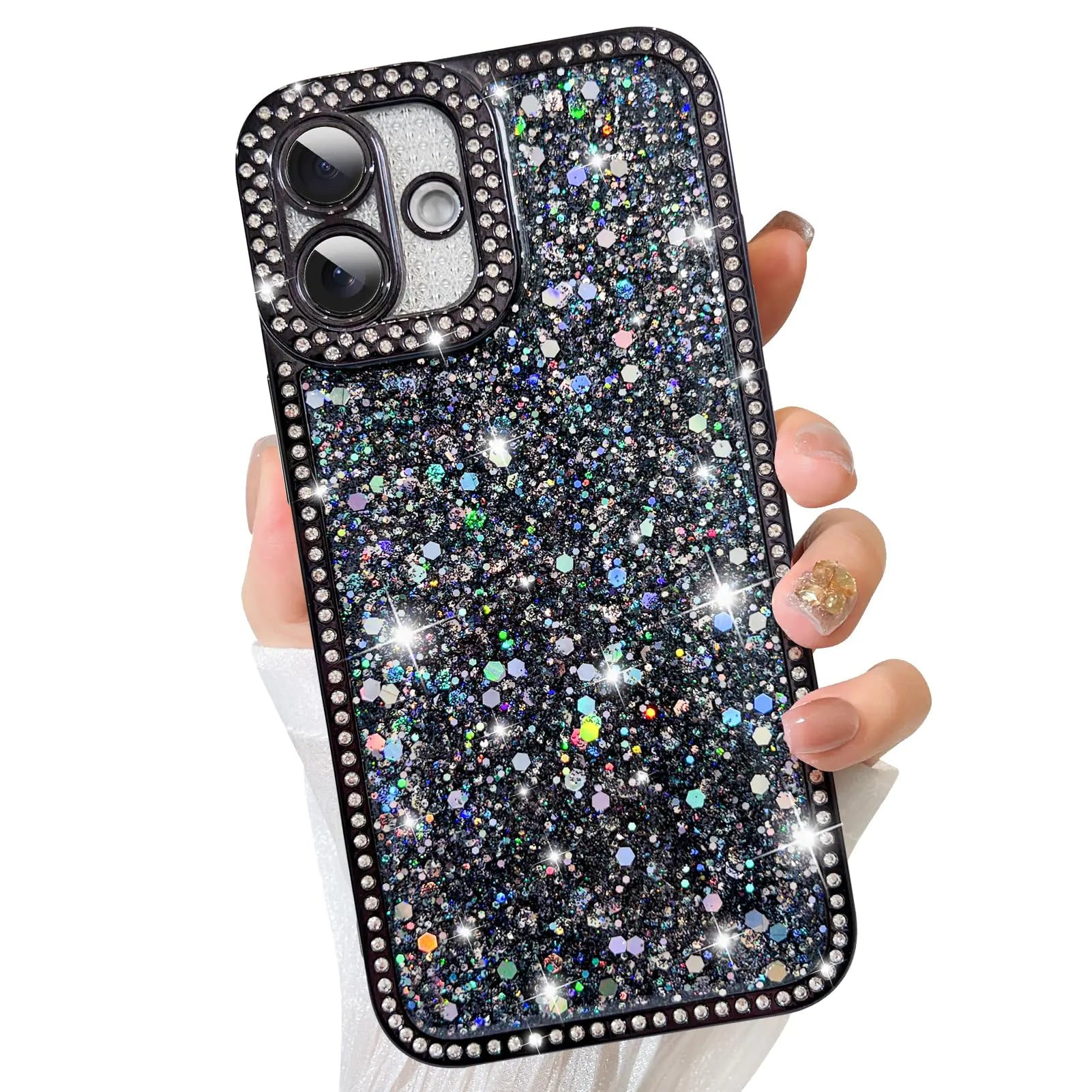 ZIYE Designed for iPhone 15 Pro Max Case Glitter Dimond Bling Cover with Camera Protector
