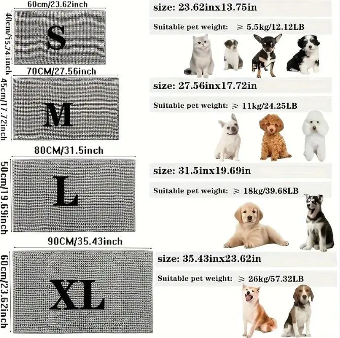 Pet Chenille Bathroom Door Absorbent Floor Mat Non Slip