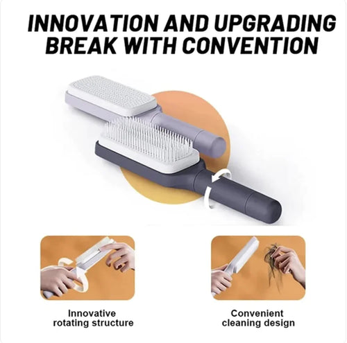 4-in-1 Self Cleaning Anti Static Hair Brush with Massage and Lifting Function
